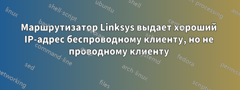 Маршрутизатор Linksys выдает хороший IP-адрес беспроводному клиенту, но не проводному клиенту