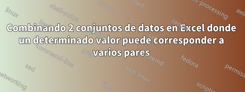 Combinando 2 conjuntos de datos en Excel donde un determinado valor puede corresponder a varios pares