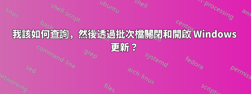 我該如何查詢，然後透過批次檔關閉和開啟 Windows 更新？