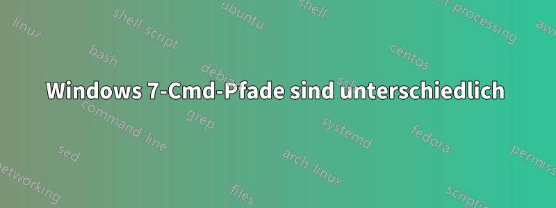 Windows 7-Cmd-Pfade sind unterschiedlich