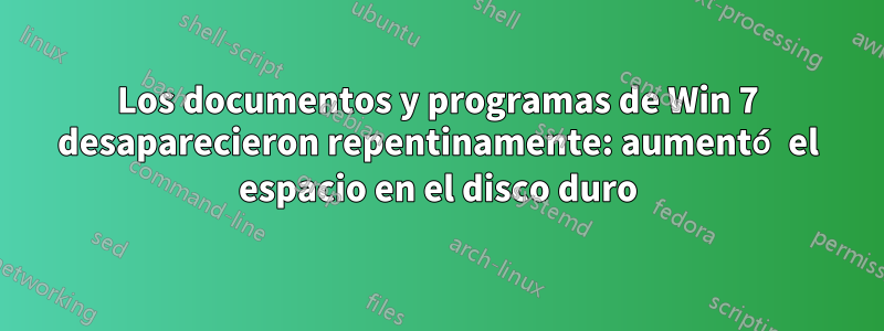 Los documentos y programas de Win 7 desaparecieron repentinamente: aumentó el espacio en el disco duro