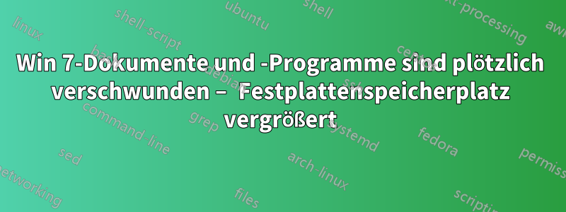 Win 7-Dokumente und -Programme sind plötzlich verschwunden – Festplattenspeicherplatz vergrößert