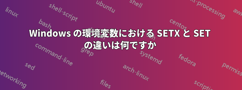 Windows の環境変数における SETX と SET の違いは何ですか