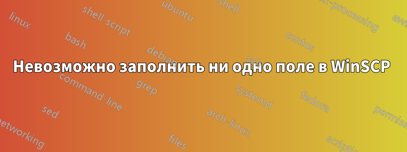 Невозможно заполнить ни одно поле в WinSCP