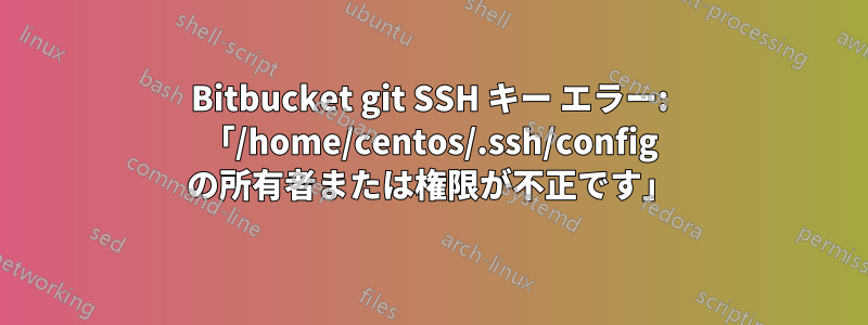 Bitbucket git SSH キー エラー: 「/home/centos/.ssh/config の所有者または権限が不正です」