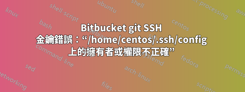 Bitbucket git SSH 金鑰錯誤：“/home/centos/.ssh/config 上的擁有者或權限不正確”