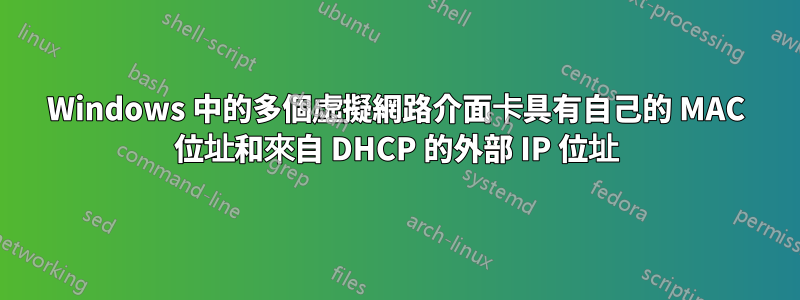 Windows 中的多個虛擬網路介面卡具有自己的 MAC 位址和來自 DHCP 的外部 IP 位址