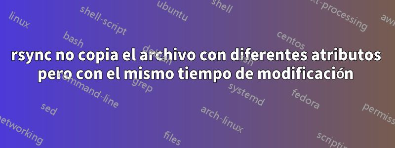 rsync no copia el archivo con diferentes atributos pero con el mismo tiempo de modificación