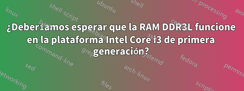 ¿Deberíamos esperar que la RAM DDR3L funcione en la plataforma Intel Core i3 de primera generación?