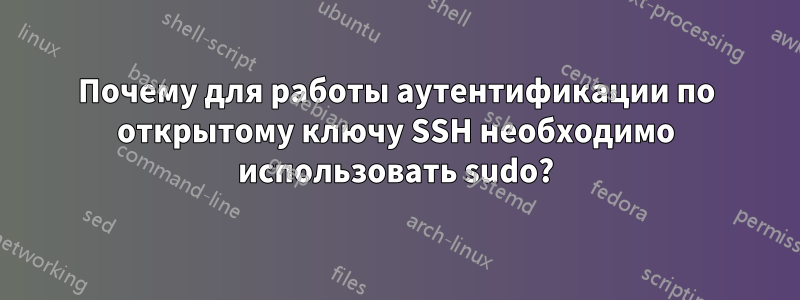 Почему для работы аутентификации по открытому ключу SSH необходимо использовать sudo?