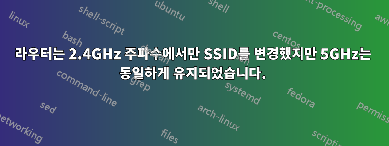 라우터는 2.4GHz 주파수에서만 SSID를 변경했지만 5GHz는 동일하게 유지되었습니다.