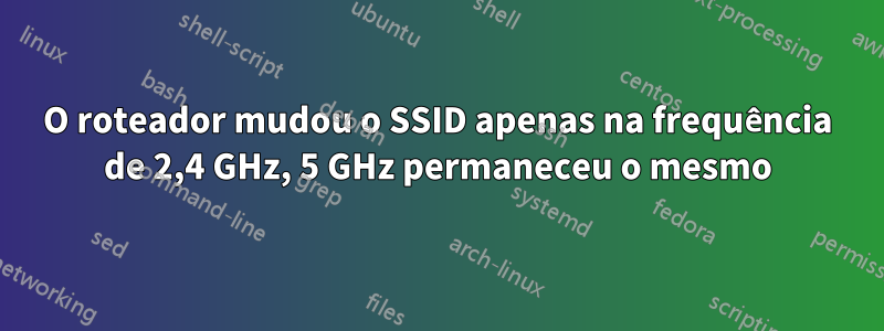 O roteador mudou o SSID apenas na frequência de 2,4 GHz, 5 GHz permaneceu o mesmo