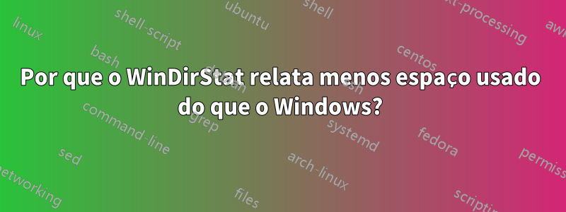 Por que o WinDirStat relata menos espaço usado do que o Windows?