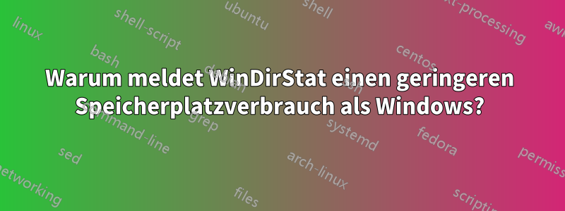 Warum meldet WinDirStat einen geringeren Speicherplatzverbrauch als Windows?