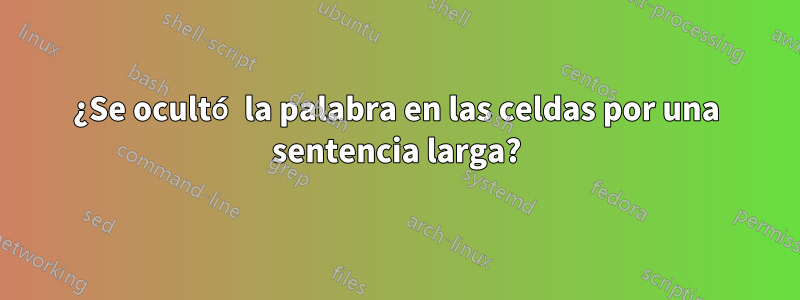 ¿Se ocultó la palabra en las celdas por una sentencia larga?