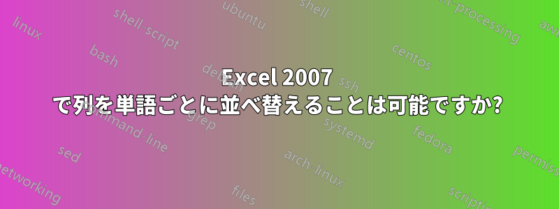 Excel 2007 で列を単語ごとに並べ替えることは可能ですか?