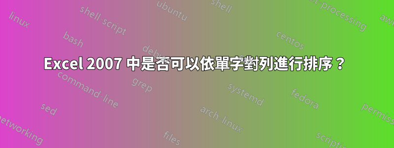 Excel 2007 中是否可以依單字對列進行排序？