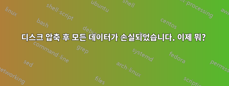 디스크 압축 후 모든 데이터가 손실되었습니다. 이제 뭐?