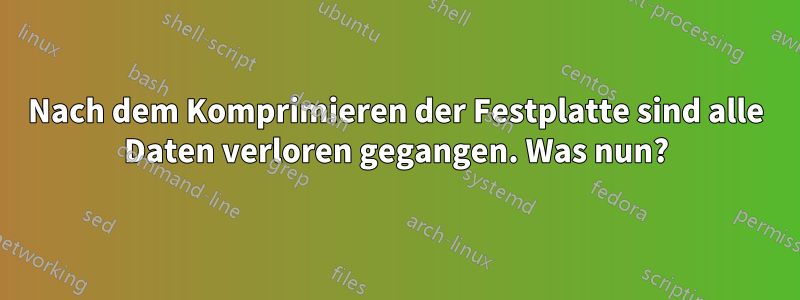 Nach dem Komprimieren der Festplatte sind alle Daten verloren gegangen. Was nun?