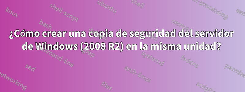 ¿Cómo crear una copia de seguridad del servidor de Windows (2008 R2) en la misma unidad?