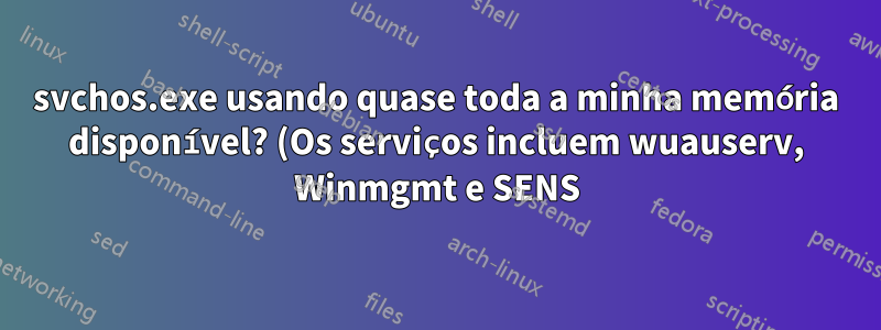svchos.exe usando quase toda a minha memória disponível? (Os serviços incluem wuauserv, Winmgmt e SENS)