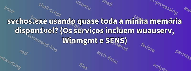 svchos.exe usando quase toda a minha memória disponível? (Os serviços incluem wuauserv, Winmgmt e SENS)