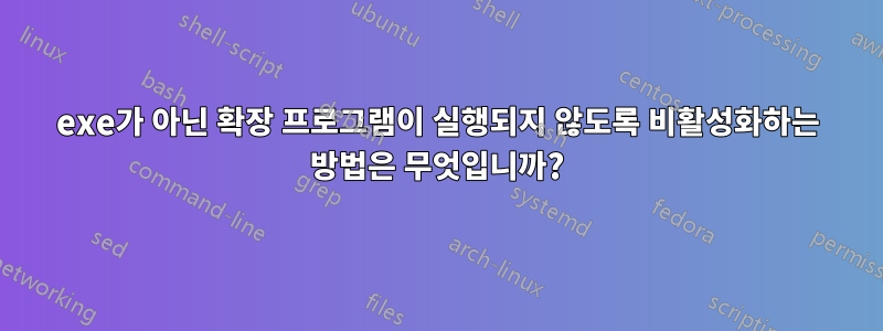 exe가 아닌 확장 프로그램이 실행되지 않도록 비활성화하는 방법은 무엇입니까?