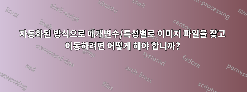 자동화된 방식으로 매개변수/특성별로 이미지 파일을 찾고 이동하려면 어떻게 해야 합니까?