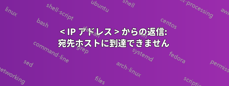 < IP アドレス > からの返信: 宛先ホストに到達できません