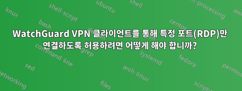 WatchGuard VPN 클라이언트를 통해 특정 포트(RDP)만 연결하도록 허용하려면 어떻게 해야 합니까?