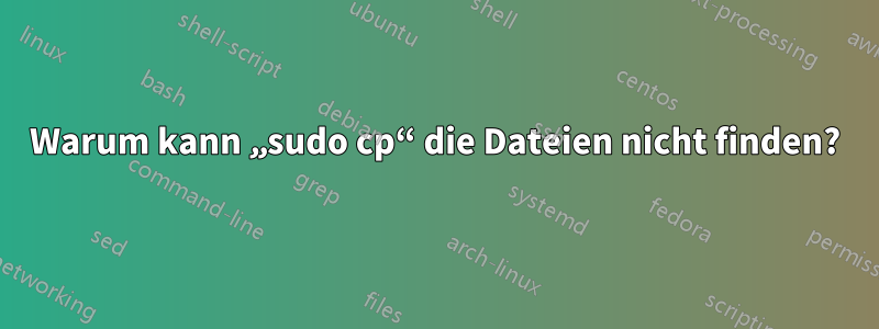 Warum kann „sudo cp“ die Dateien nicht finden?