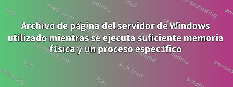 Archivo de página del servidor de Windows utilizado mientras se ejecuta suficiente memoria física y un proceso específico