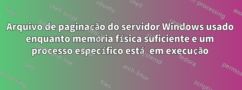 Arquivo de paginação do servidor Windows usado enquanto memória física suficiente e um processo específico está em execução