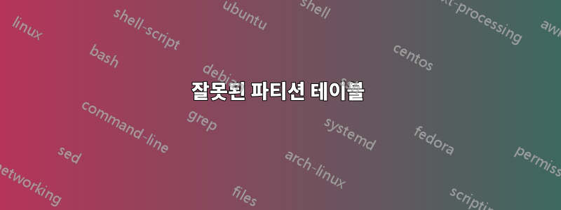 잘못된 파티션 테이블