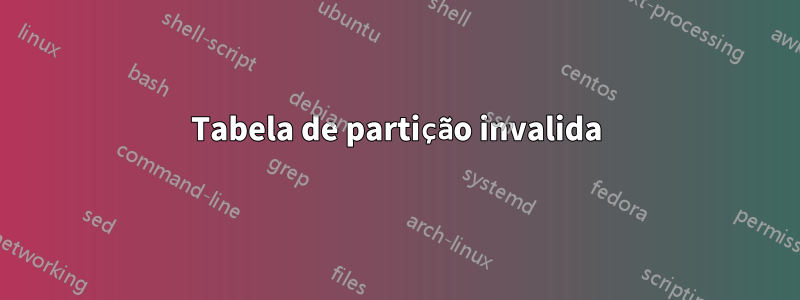 Tabela de partição invalida