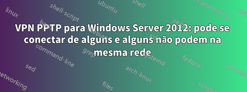 VPN PPTP para Windows Server 2012: pode se conectar de alguns e alguns não podem na mesma rede