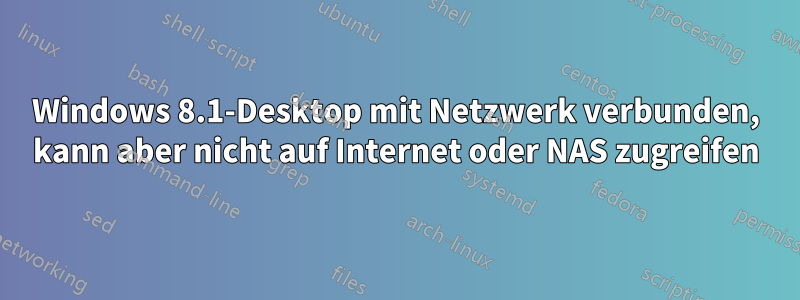 Windows 8.1-Desktop mit Netzwerk verbunden, kann aber nicht auf Internet oder NAS zugreifen