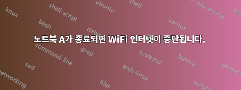 노트북 A가 종료되면 WiFi 인터넷이 중단됩니다.