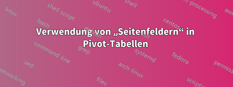 Verwendung von „Seitenfeldern“ in Pivot-Tabellen