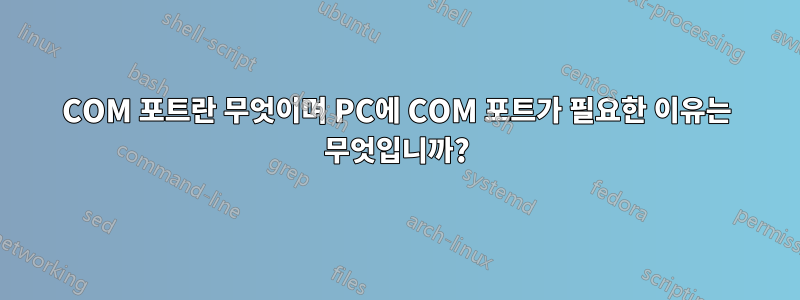 COM 포트란 무엇이며 PC에 COM 포트가 필요한 이유는 무엇입니까?