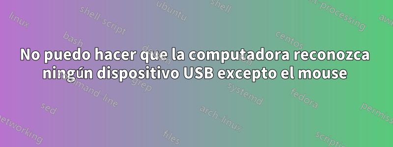 No puedo hacer que la computadora reconozca ningún dispositivo USB excepto el mouse