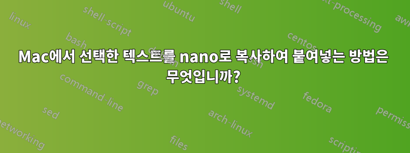 Mac에서 선택한 텍스트를 nano로 복사하여 붙여넣는 방법은 무엇입니까?