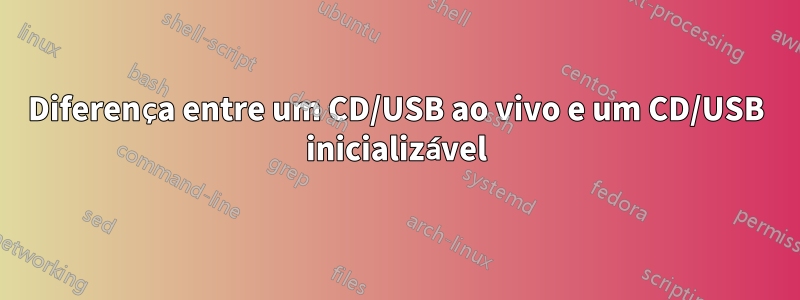 Diferença entre um CD/USB ao vivo e um CD/USB inicializável