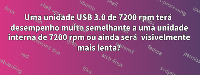 Uma unidade USB 3.0 de 7200 rpm terá desempenho muito semelhante a uma unidade interna de 7200 rpm ou ainda será visivelmente mais lenta?