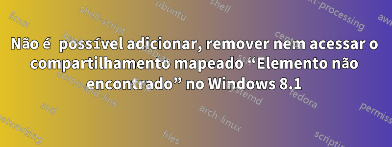Não é possível adicionar, remover nem acessar o compartilhamento mapeado “Elemento não encontrado” no Windows 8.1
