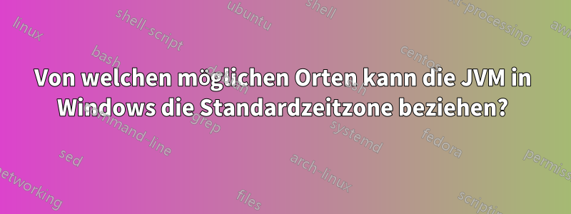 Von welchen möglichen Orten kann die JVM in Windows die Standardzeitzone beziehen?