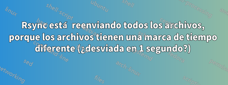 Rsync está reenviando todos los archivos, porque los archivos tienen una marca de tiempo diferente (¿desviada en 1 segundo?)