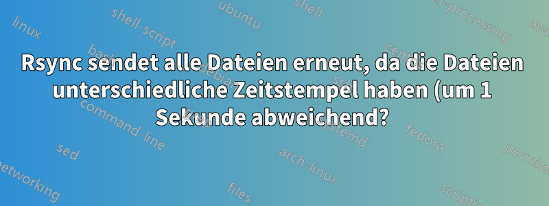 Rsync sendet alle Dateien erneut, da die Dateien unterschiedliche Zeitstempel haben (um 1 Sekunde abweichend?)