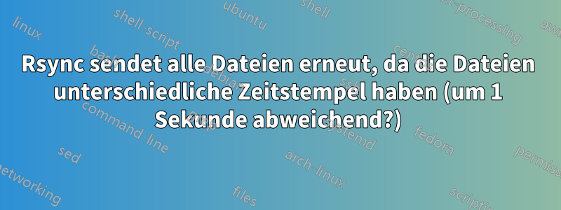 Rsync sendet alle Dateien erneut, da die Dateien unterschiedliche Zeitstempel haben (um 1 Sekunde abweichend?)