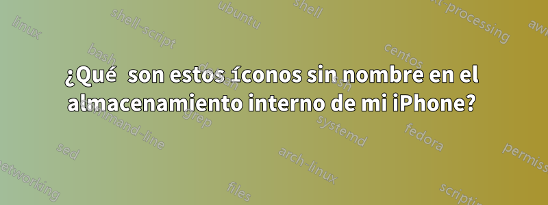 ¿Qué son estos íconos sin nombre en el almacenamiento interno de mi iPhone?